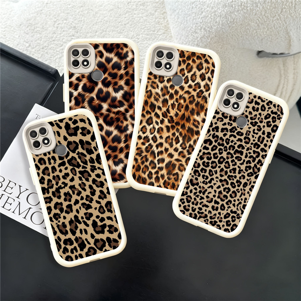 XE45 leopard print Casing untuk Hp Plating OPPO A9 A77 A74 A92 A77s A93 A91 A76 A78 2020 5G TPU mate