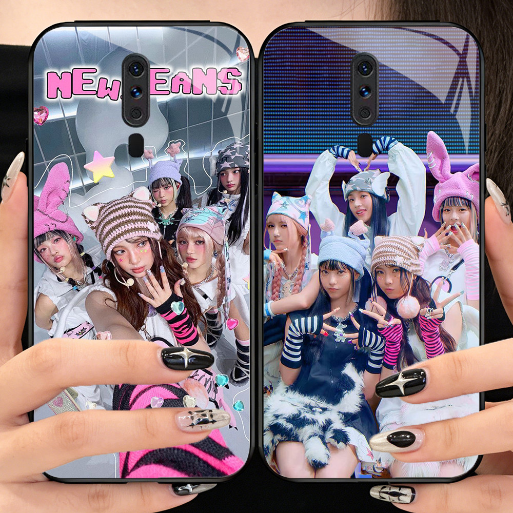 P-37 NewJeans PUBG Casing ponsel kaca tempered OPPO Reno A12E 2Z A3S 2019 A9 A9X A5 2F F11 2020 Pro