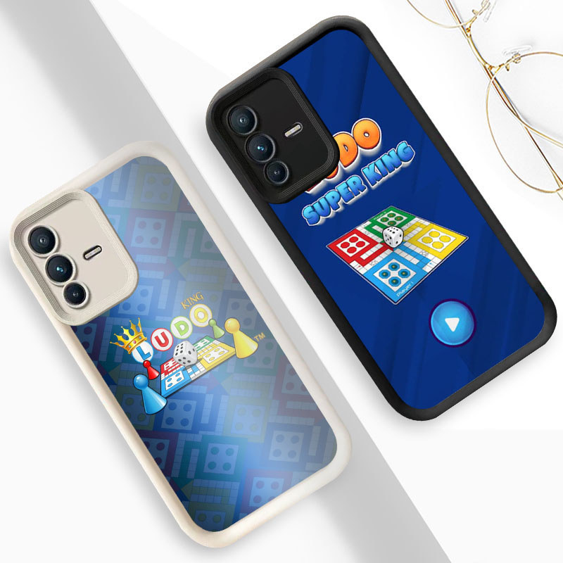 R10 Ludo King Casing untuk VIVO Y75 V23 Y200 V23E V50 Lite 5G Kasus(Hitam/Putih)