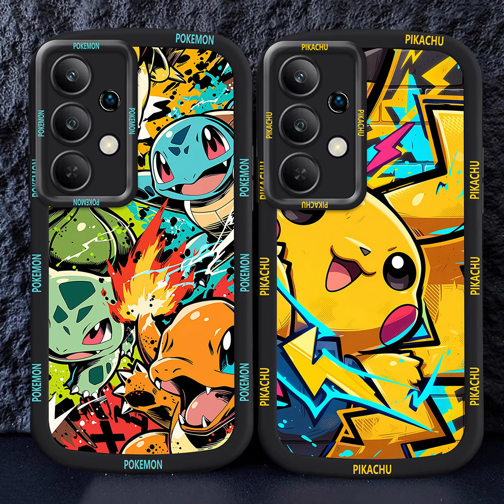 Casing untuk Samsung Galaxy A32 A13 A52 A52S A33 5G Hitam dan putih Case M39 Pikachu