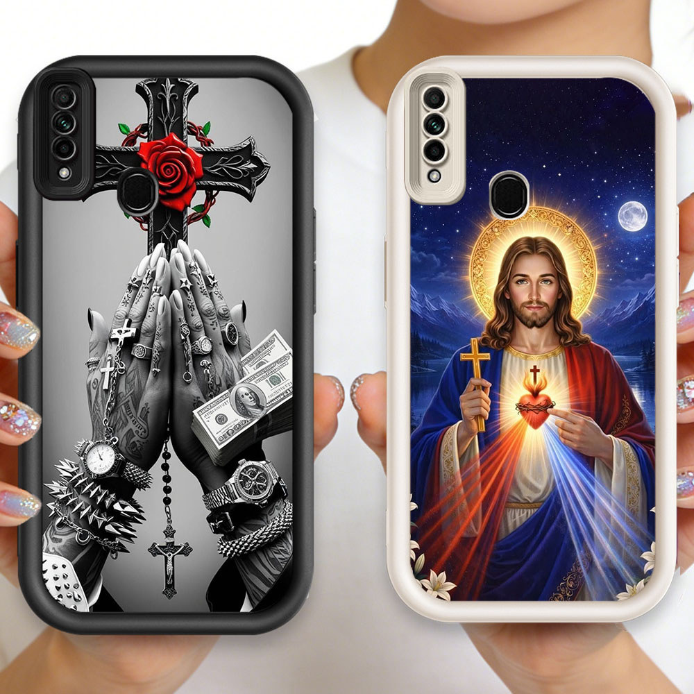 P-85 Jesus Cross Casing hp silikon tipis dan ringan untuk Realme Narzo C2s 2 C2 10A 5i C85 6i 5s 20A
