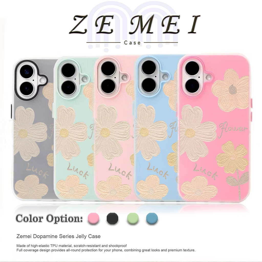 ZE MEI Neutral Tone Flower Jelly Case For Infinix Hot 9 10 11 12 30 30i 40 60i 50 50i 60 4G Pro Plus