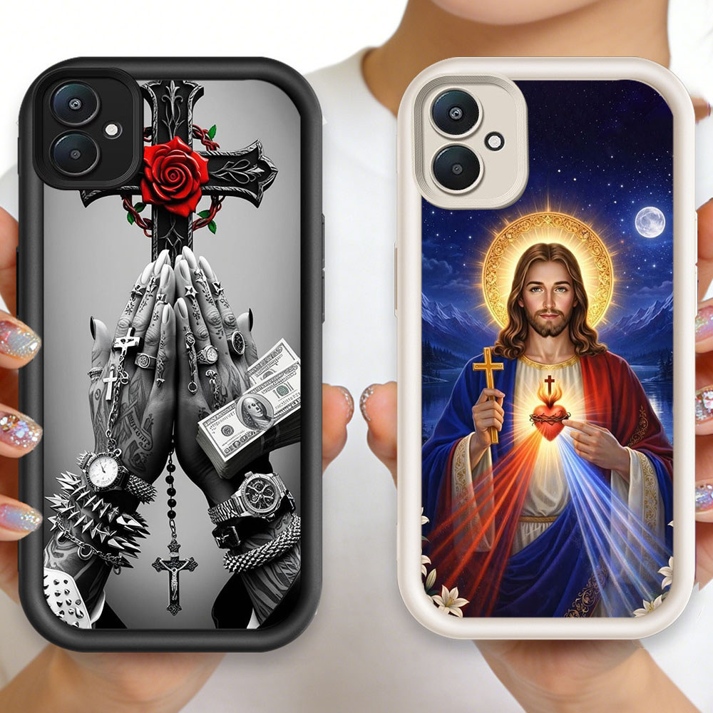 P-85 Jesus Cross Casing hp silikon tipis dan ringan untuk Xiaomi Redmi Note 7 K60 9T 13C 6A A2 A1 9A