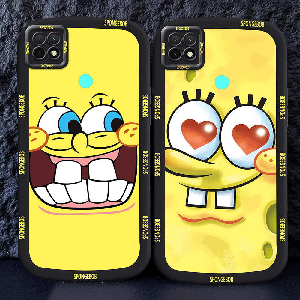 Casing untuk Realme C21Y C15 C25Y C20A C11 C20 2021 Hitam dan putih Case M31 Spongebob