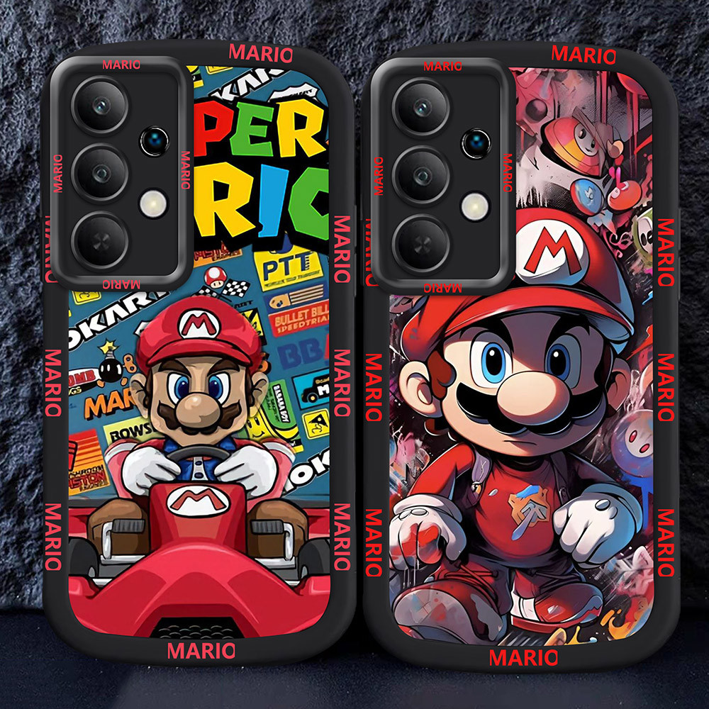 Casing untuk Samsung Galaxy A32 A13 A52 A52S A33 5G Hitam dan putih Case M2 Mario