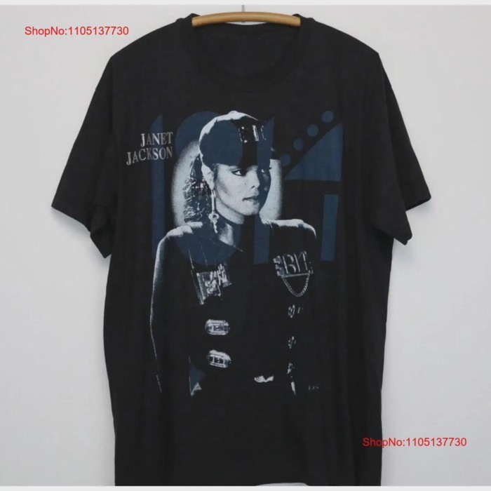 1990 Janet Jackson Rhythm Nation Tour T Shirt Black reprint vintage Washed Stretched fashion homme
