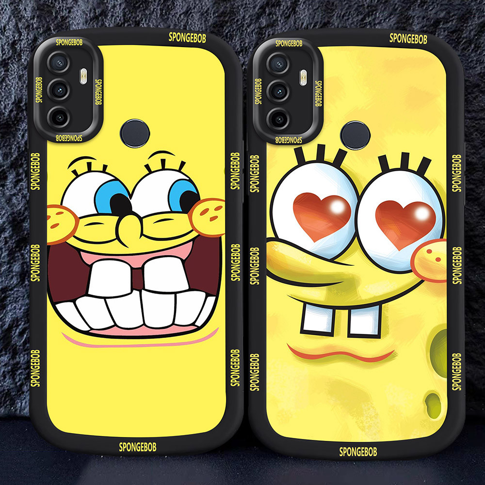 Casing untuk OPPO A53S A53 A33 2020 Hitam dan putih Case M31 Spongebob