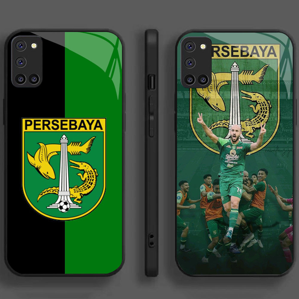 CU-45 FC PERSEBAYA KACA Glass Casing untuk OPPO Reno 5F A94 A92 A52 F19 5 A72 Pro Lite