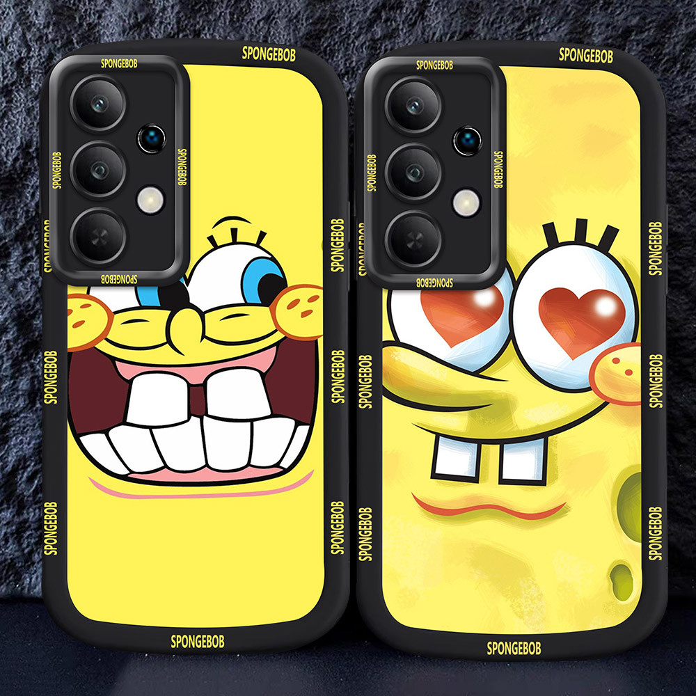 Casing untuk Samsung Galaxy A32 A13 A52 A52S A33 5G Hitam dan putih Case M31 Spongebob
