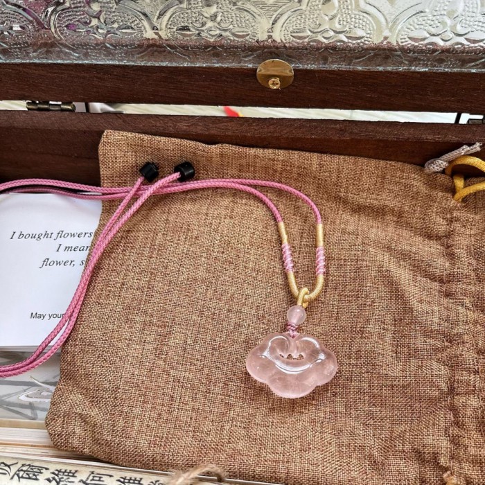 Yunduo Kalung Merah Muda Besar Liontin Giok Liontin Giok Anak Giok Es Liontin Giok Merah Muda Gadis 
