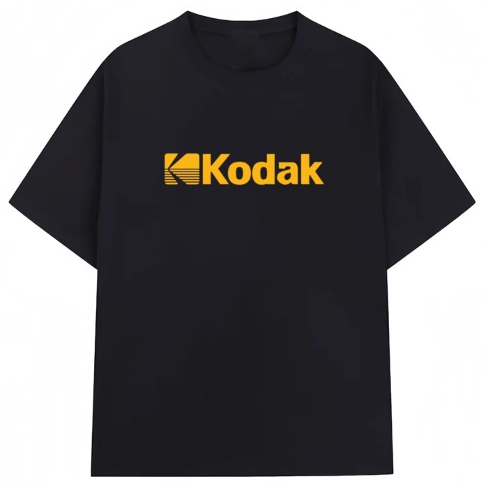 2026 Kodak Korean-style Classic K Logo T-Shirt, Retro Brand Graphic Tee, Black Cotton Crewneck for