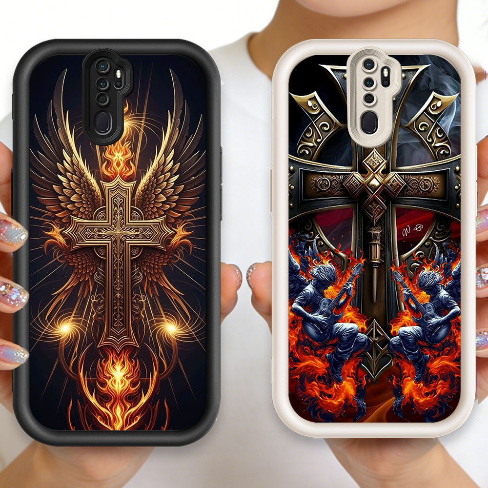 P-32 Jesus Cross Casing hp silikon tipis dan ringan untuk OPPO Reno 8T 2Z 2F A5 A9 F11 2020 Pro 5G
