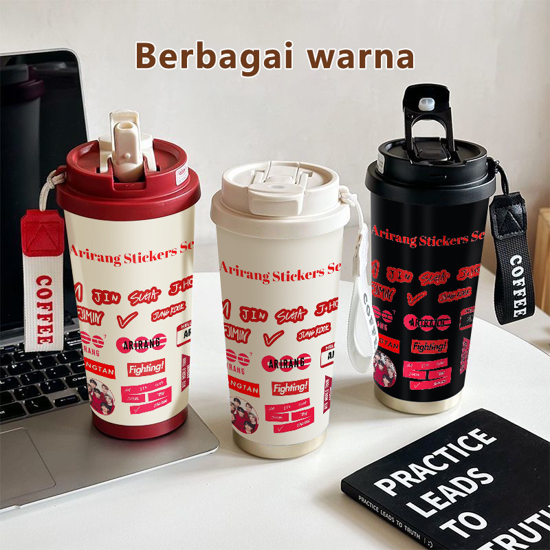 Tumbler Arirang Stickers BTS Mug Termos air 500ml Botol Premium Isolasi Vakum air Stainless steel 31