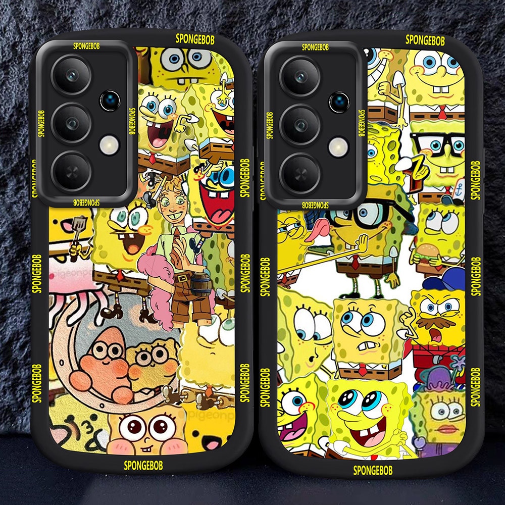 Casing untuk Samsung Galaxy A32 A13 A52 A52S A33 5G Hitam dan putih Case M27 Spongebob
