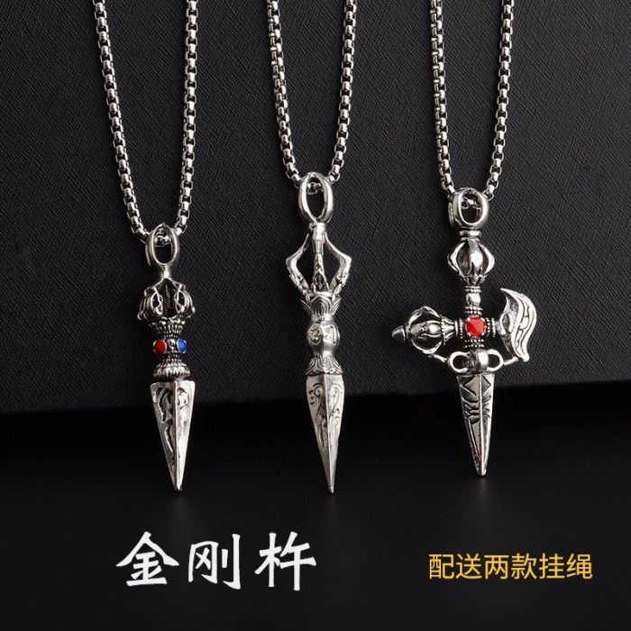 Demonic Pestle Titanium Steel Necklace Men's Trendy Niche Personality Hip-hop Pendant Men's Vajra P