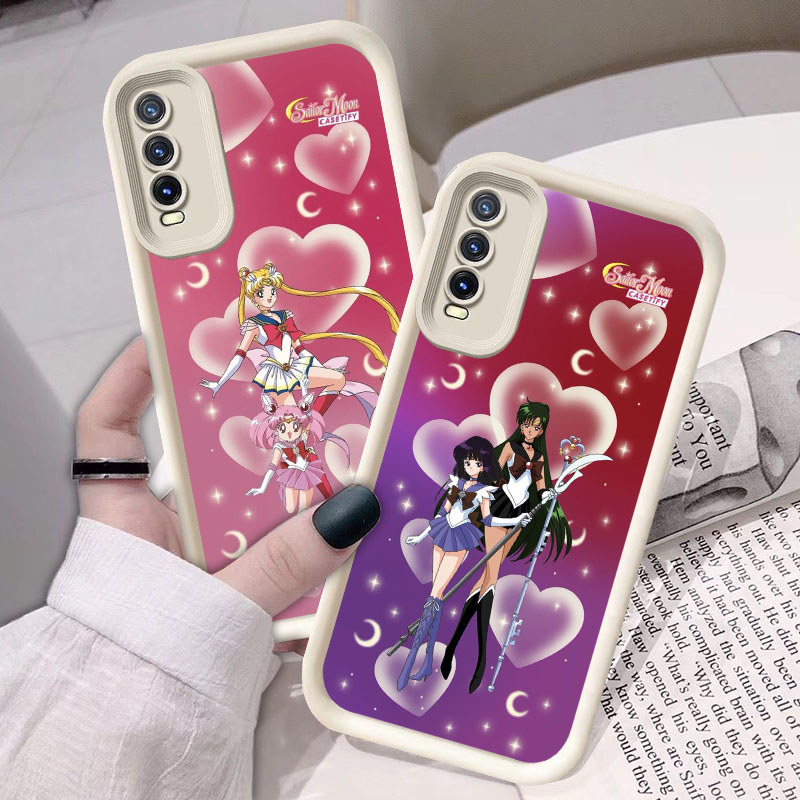 U26 Sailor Moon Casing untuk Samsung A7 A30s A50s A30 A10 A50 2018 Kasus(Hitam/Putih) Cover