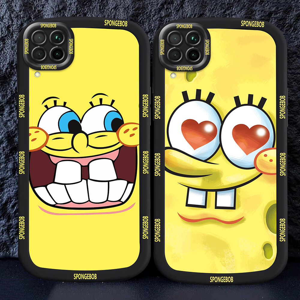 Casing untuk Samsung M12 A05 A22 A12 M22 A06 5G Hitam dan putih Case M31 Spongebob