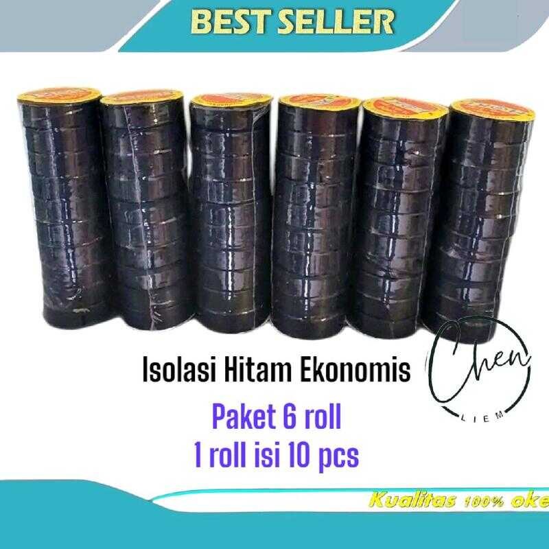 

6 Roll ( 60 pcs ) isolasi Hitam Murah /Hoki/ Harga Grosir / Paket usaha/ Termurah