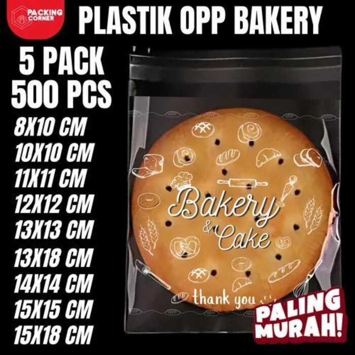 

OPP Motif Bakery Thank You 100 lembar Kantong Plastik Toko Roti Cookies Croisant