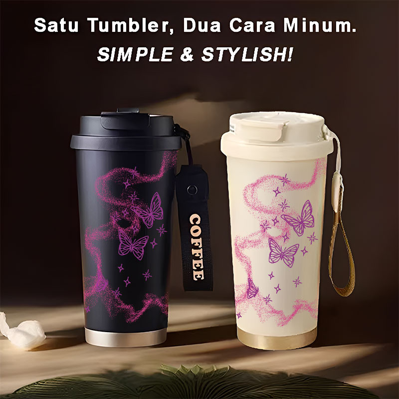 Tumbler Dreamy Butterflies  500ml Stainless Steel 316 Portable Botol Minum Simple Stylish & Aestheti