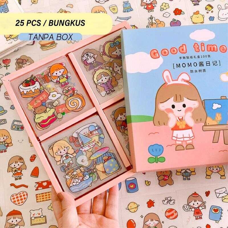 

Sticker Girls Momo 25pcs/48pcs Stiker Motif Kartun Diary Aesthetic/ Anti Air Untuk Dekorasi Import