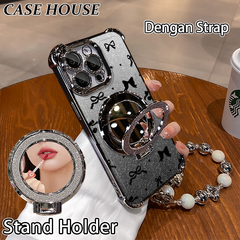 Glitter Card Case HP Samsung A05S A20S A32 A52S Stand Holder Cermin Casing Samsung A04E A12 5G A23 A