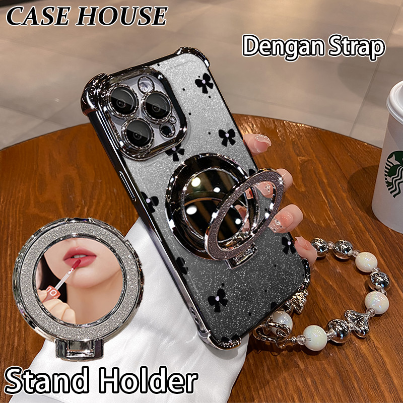 Glitter Card Case HP Samsung A05S A20S A32 A52S Stand Holder Cermin Casing Samsung A04E A12 5G A23 A