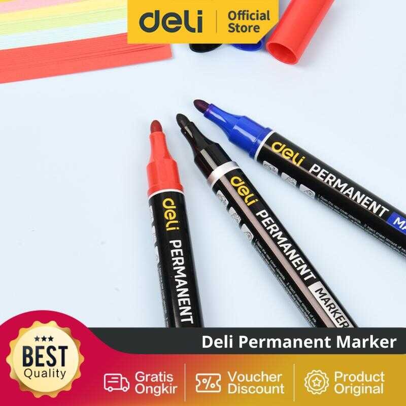 

Deli Marker / Spidol Permanent Tinta Warna EDL-JH0X-E1 Alat Plastik Stationery