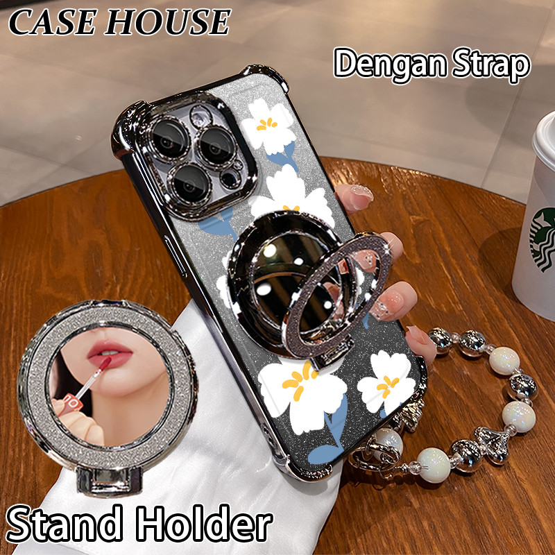 Glitter Card Case HP Samsung A05S A20S A32 A52S Stand Holder Cermin Casing Samsung A04E A12 5G A23 A