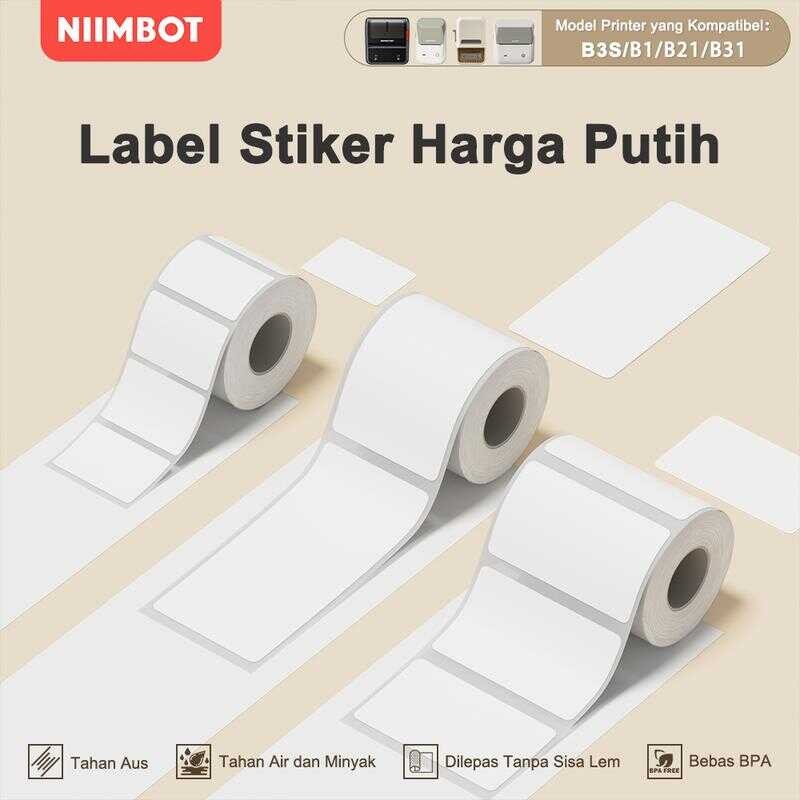 

NIIMBOT B1/B21/B3S/B31 Mesin cetak termal kertas pakaian label harga produk stiker kantor tahan air dan anti gores