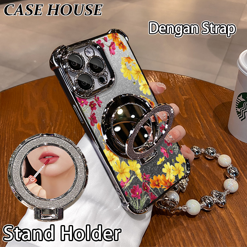 Glitter Card Case HP Samsung A05S A20S A32 A52S Stand Holder Cermin Casing Samsung A04E A12 5G A23 A