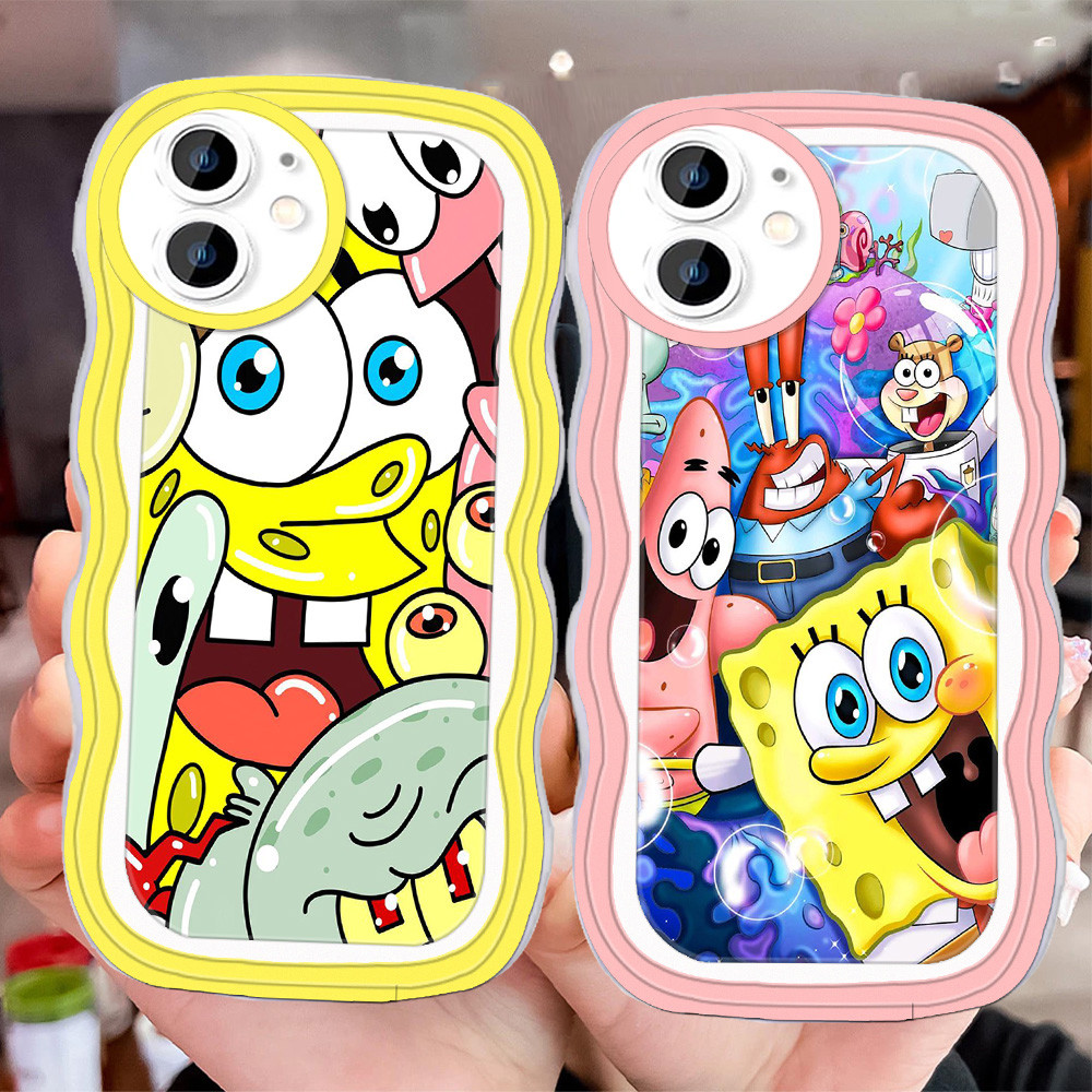 D-42 Spongebob Transparan Casing untuk iPhone XR Xs 11 X 12 Mini Pro Max Case
