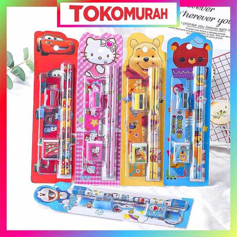 

Set Alat Tulis Sekolah Karakter Lucu 5 in 1 - Stationery