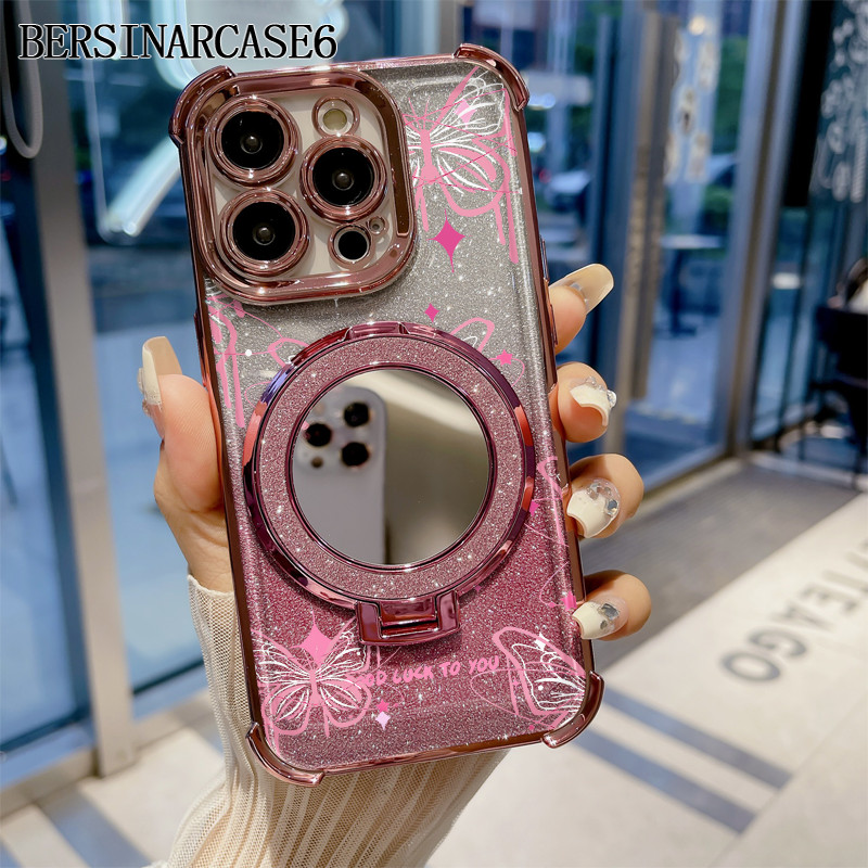 Case Vivo Y19 Y21 Y20 Y19S V40 LITE Y91 Y12 Y15S Case Dengan Stand Cermin Bracket Stand Soft Case Vi