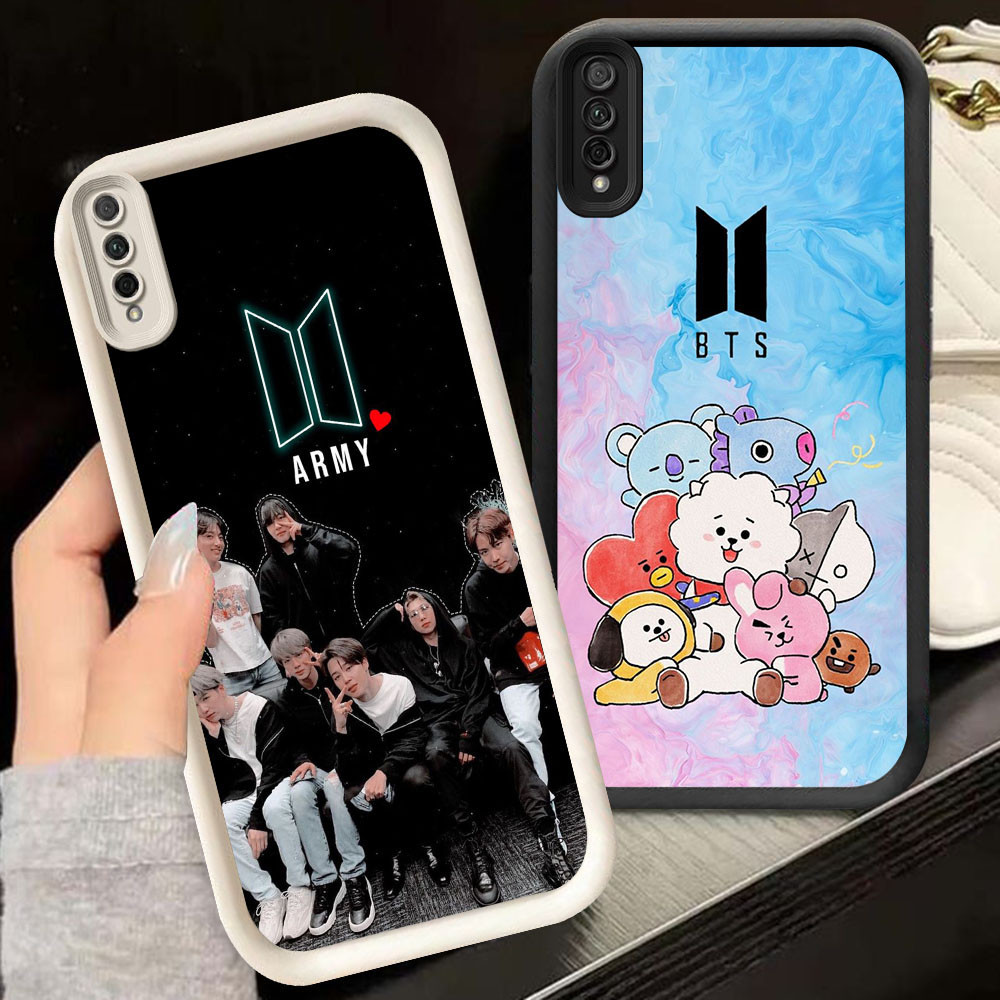 TS-13 BTS BT21 Tata Shockproof Casing untuk Samsung A50 A50s M02 A30S A7 A02 A03 A26 A17 Core