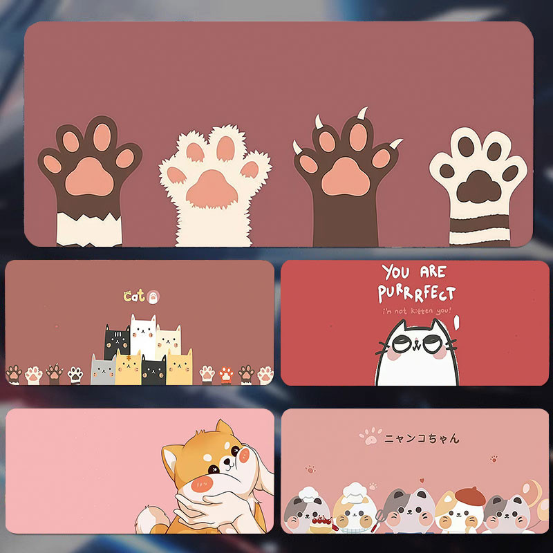 Cute Cat Paw Anime Mouse Pad Aesthetic Extra Large Computer Mouse Pad Keyboard Pad Professional Grad