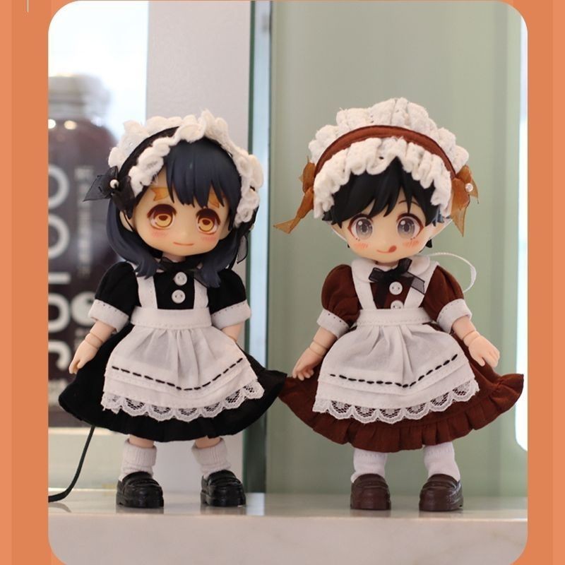 Ob11 Baby Clothes Retro Maid Dress Clothes Ymy P9 P10 Baby Grain Ufdoll Body 12 Points Bjd