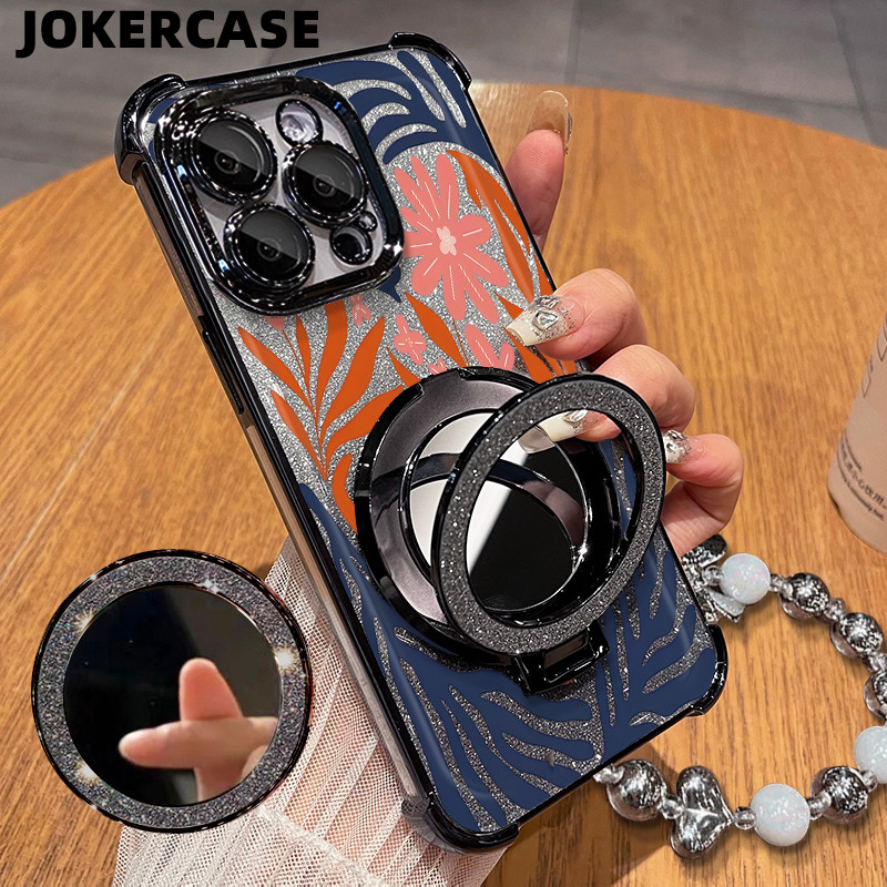 Glitter Card Case HP Oppo A12 A15 A16 A17 Cermin Bracket Stand Oppo Case Silikon Casing Oppo A18 A31