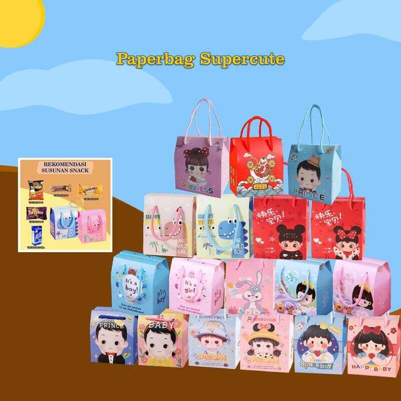 

WED Paperbag UKURAN MEDIUM 12x9x14 CM Goodie Bag Beram Karakter / Tas Hadiah Sovenir Ulang Tahun PP09
