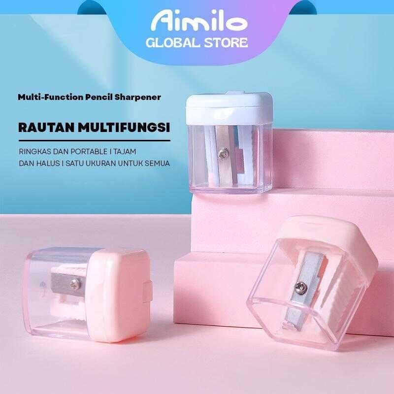 

[READY] Aimilo Rautan Serutan Pensil Putar Sharpener Dengan Penutup Merah
