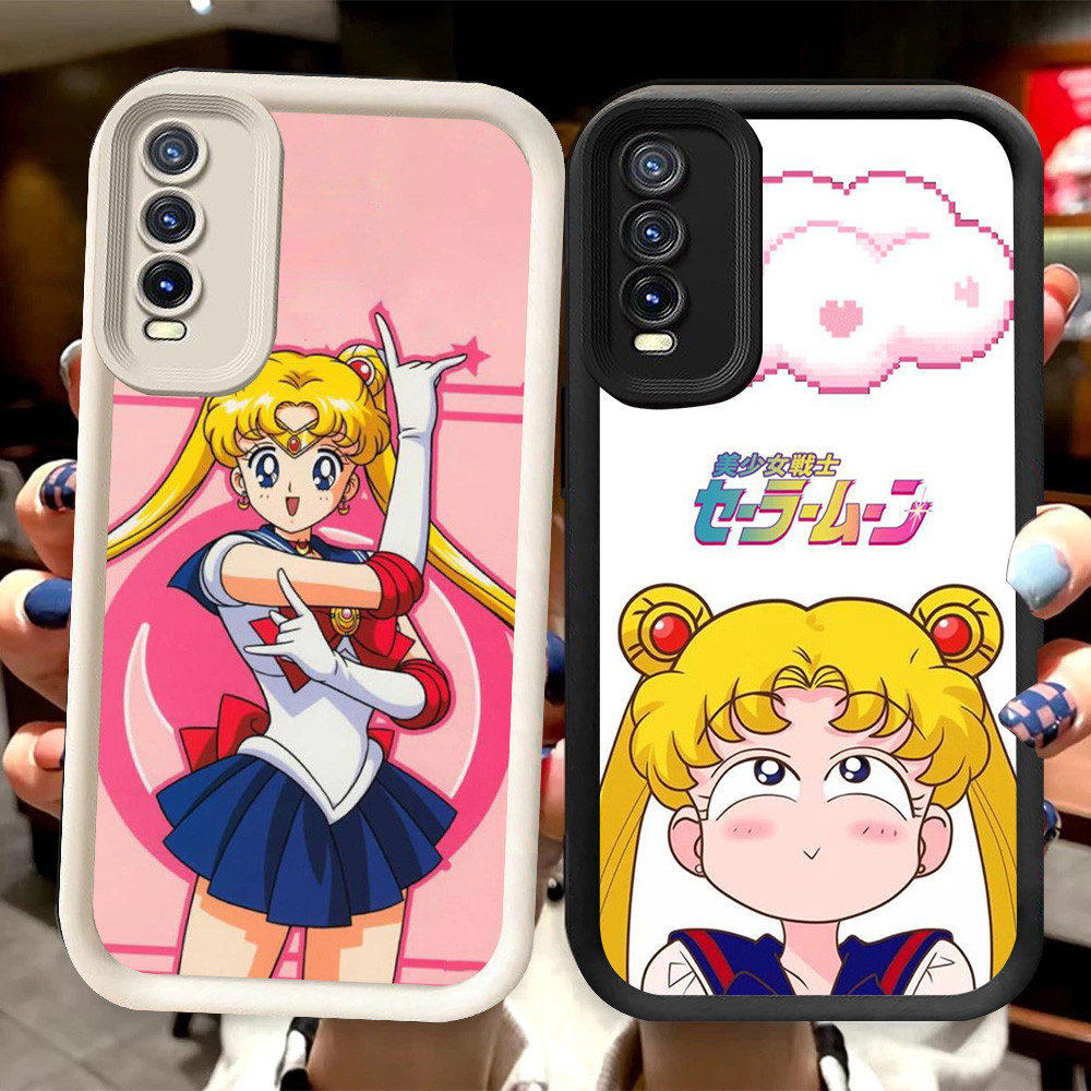 R98 Sailor Moon Casing untuk Samsung A30 A7 A50 A30s A10 A50s Hitam dan Putih