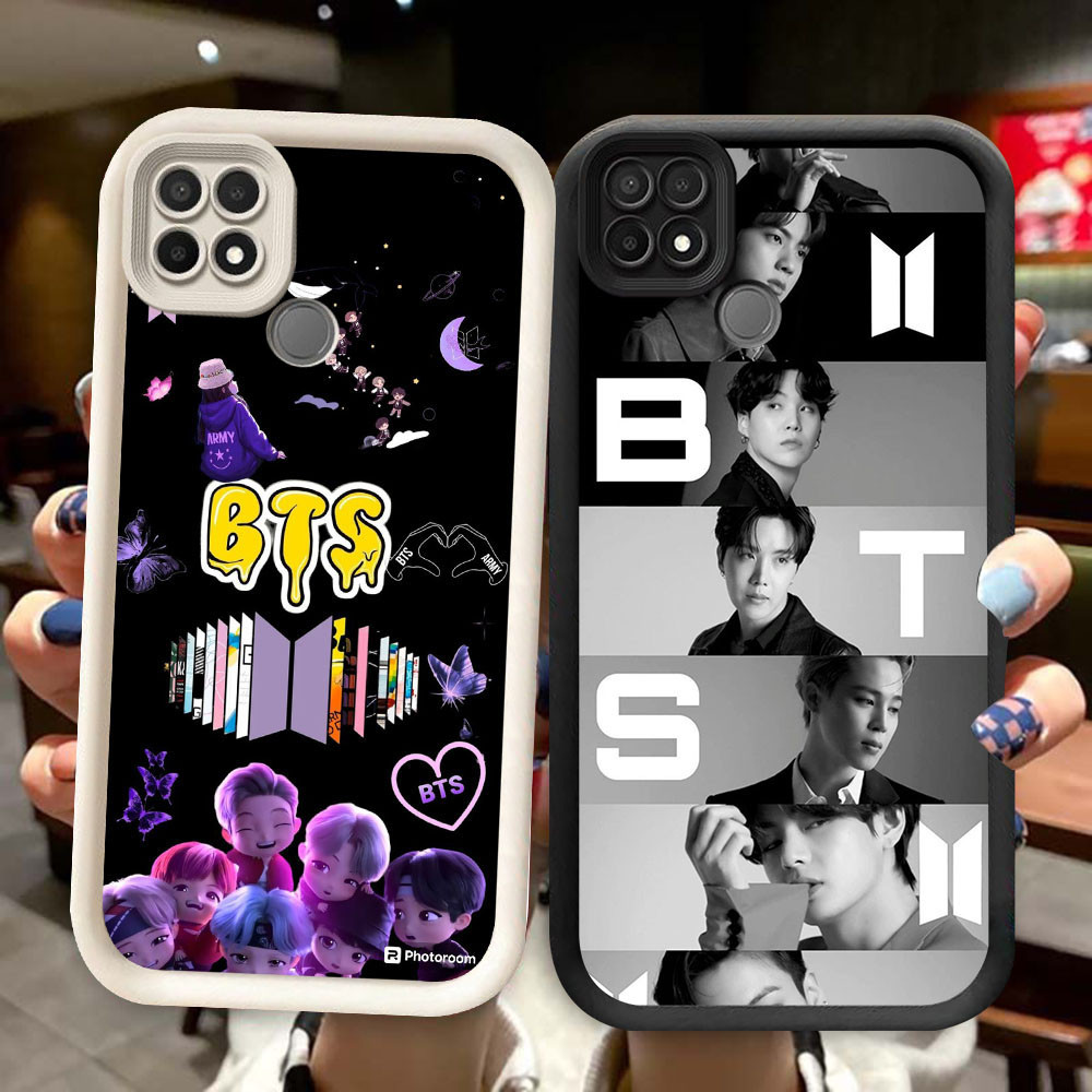 TS-13 BTS BT21 Tata Shockproof Casing untuk OPPO A15 A15s A35 Realme C21 C21Y C12 C15 C25 C25Y C25S 