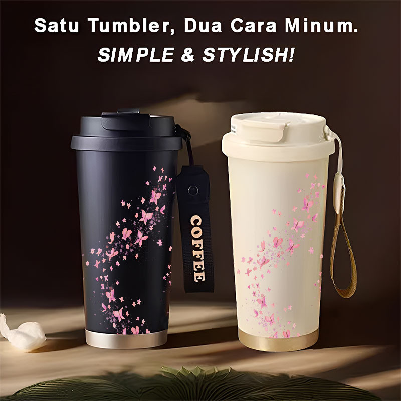 Tumbler Dreamy Butterflies  500ml Stainless Steel 316 Portable Botol Minum Simple Stylish & Aestheti
