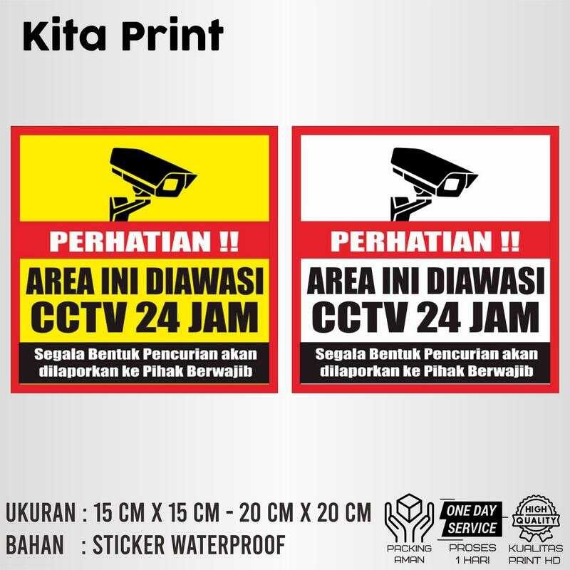 

Stiker Waterproof Label Area Ini Di Awasi CCTV 24 JAM