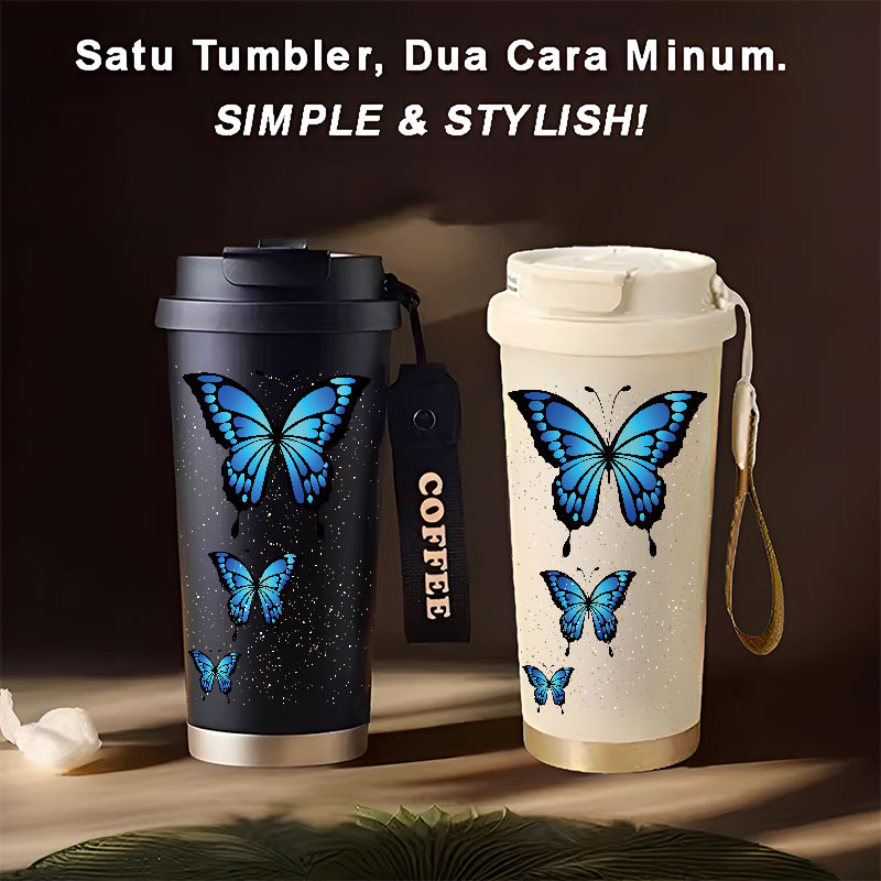 Tumbler Dreamy Butterflies  500ml Stainless Steel 316 Portable Botol Minum Simple Stylish & Aestheti