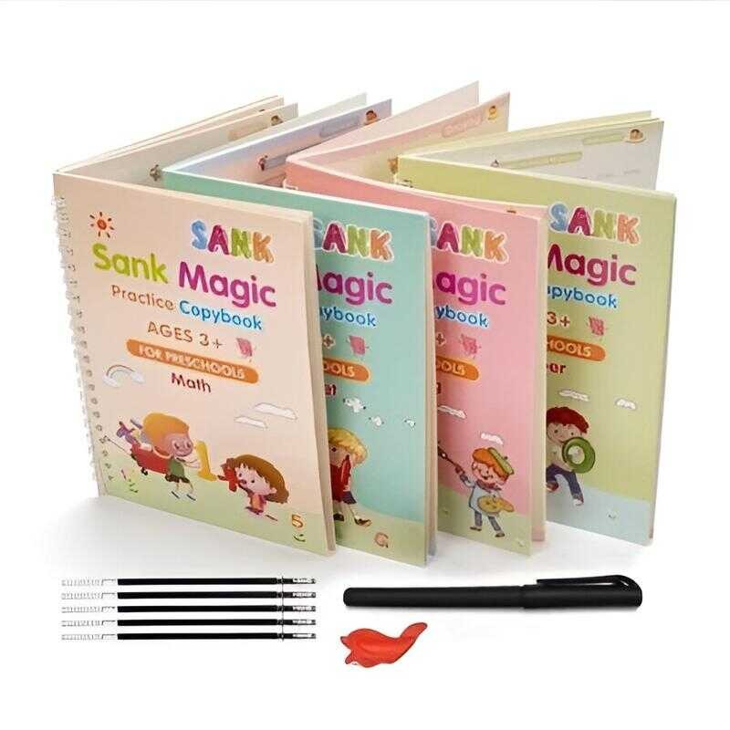

SANK Magic Praktis Book 1 SET ISI 4 BUKU + PULPEN / Alat Belar Anak Dapat Pulpen Tinta Hitam Stationery