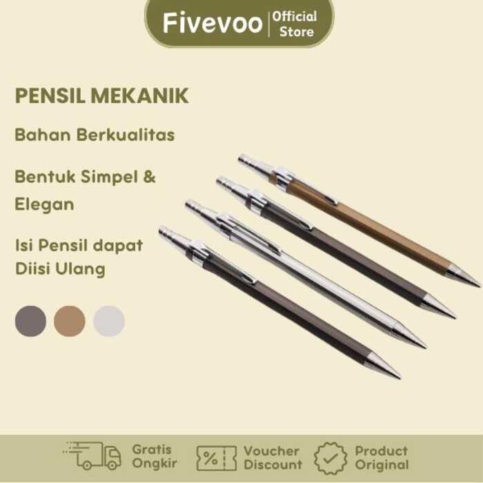 

FIVEVOO Propelling Pencil Mechanic Pensil Mekanik Cetek - Tip 0.5 mm 0.7mm