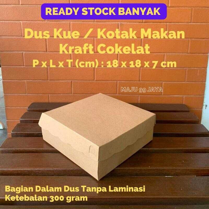 

[10 PCS] Dus Kue / Kotak Makan Nasi R8 18cm x 7cm Kraft Cokelat (Ketebalan 300gram) Finishing Warna Coklat/Brown Kertas