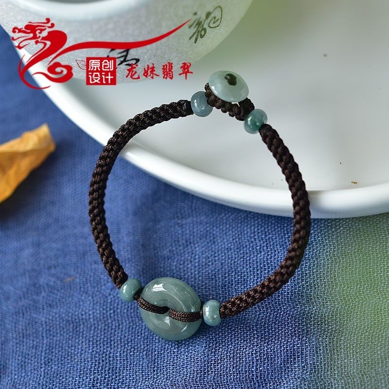 Gelang gesper damai jade alami gaya Pixiu Road Road Tong Tong Raw Stone Rope Rope Handmade Red Rope