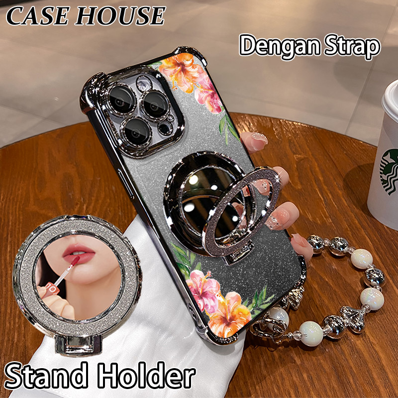 Glitter Card Case HP Samsung A05S A20S A32 A52S Stand Holder Cermin Casing Samsung A04E A12 5G A23 A